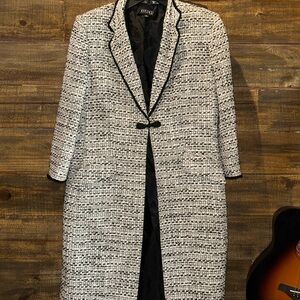 White and Black Tweed Coat
